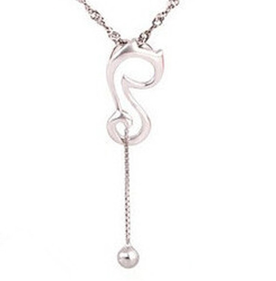 SS11016 S925 sterling silver necklace with cat paendant